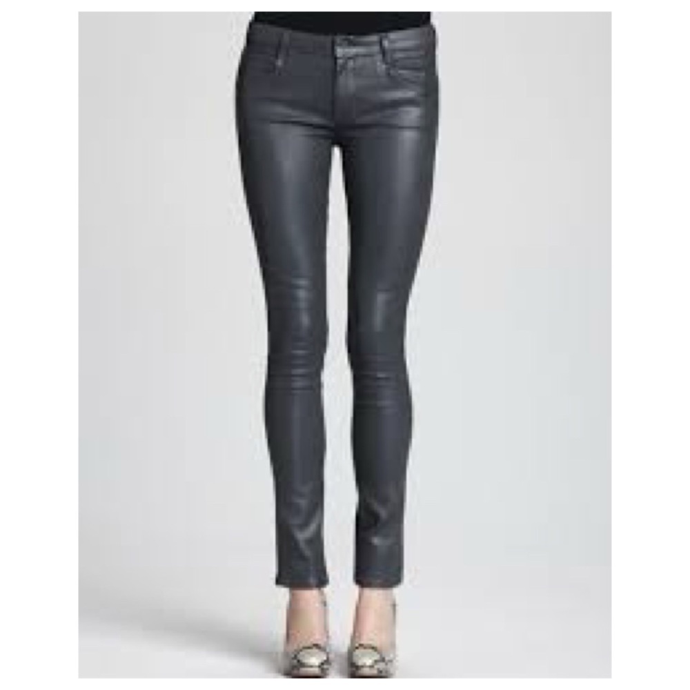 Fade to Blue Crocodile Reptile Textured Black Coated Skinny Pants Size 26